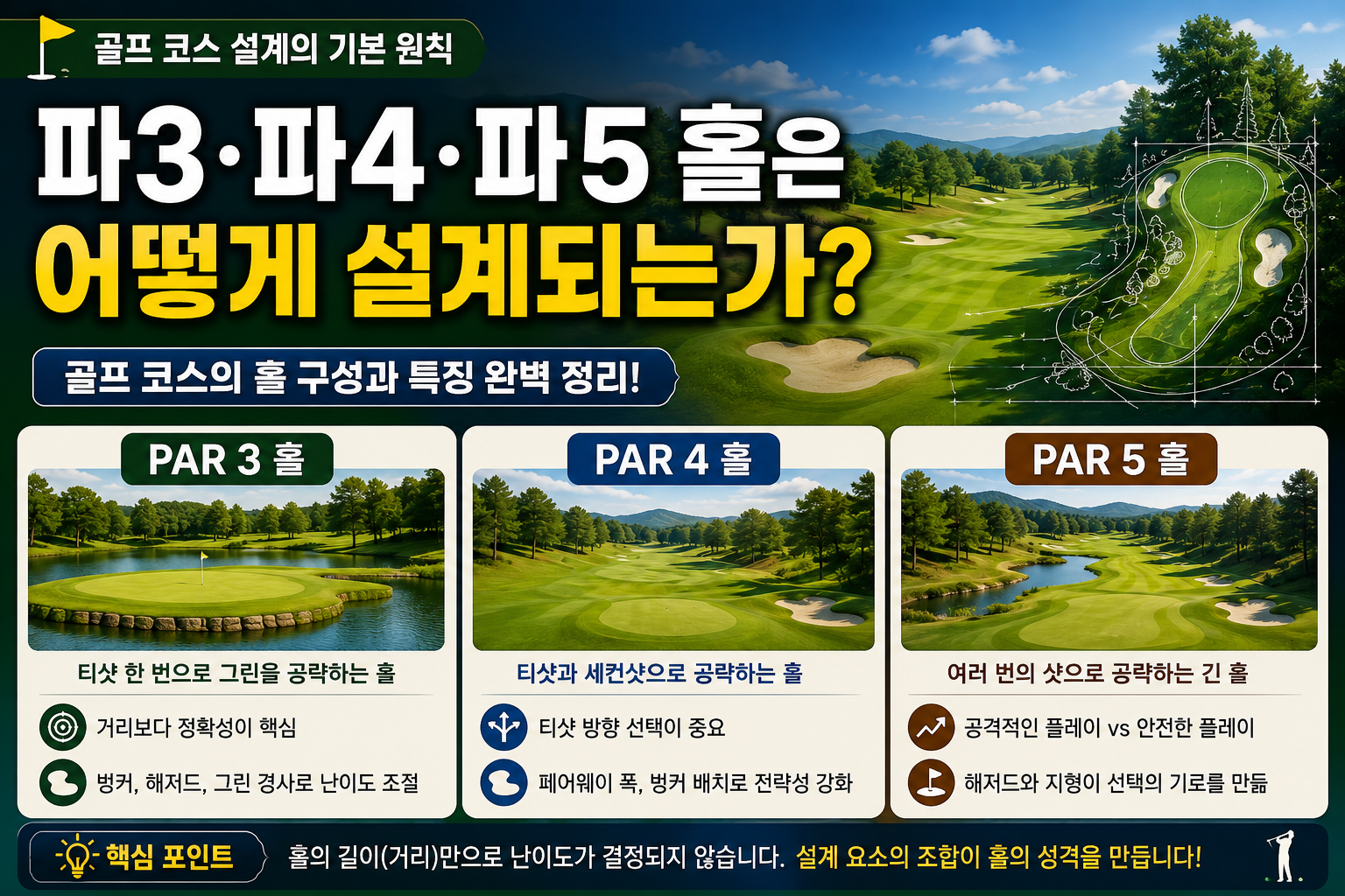 파3,파4,파5홀은 어떻게 설계되는가?